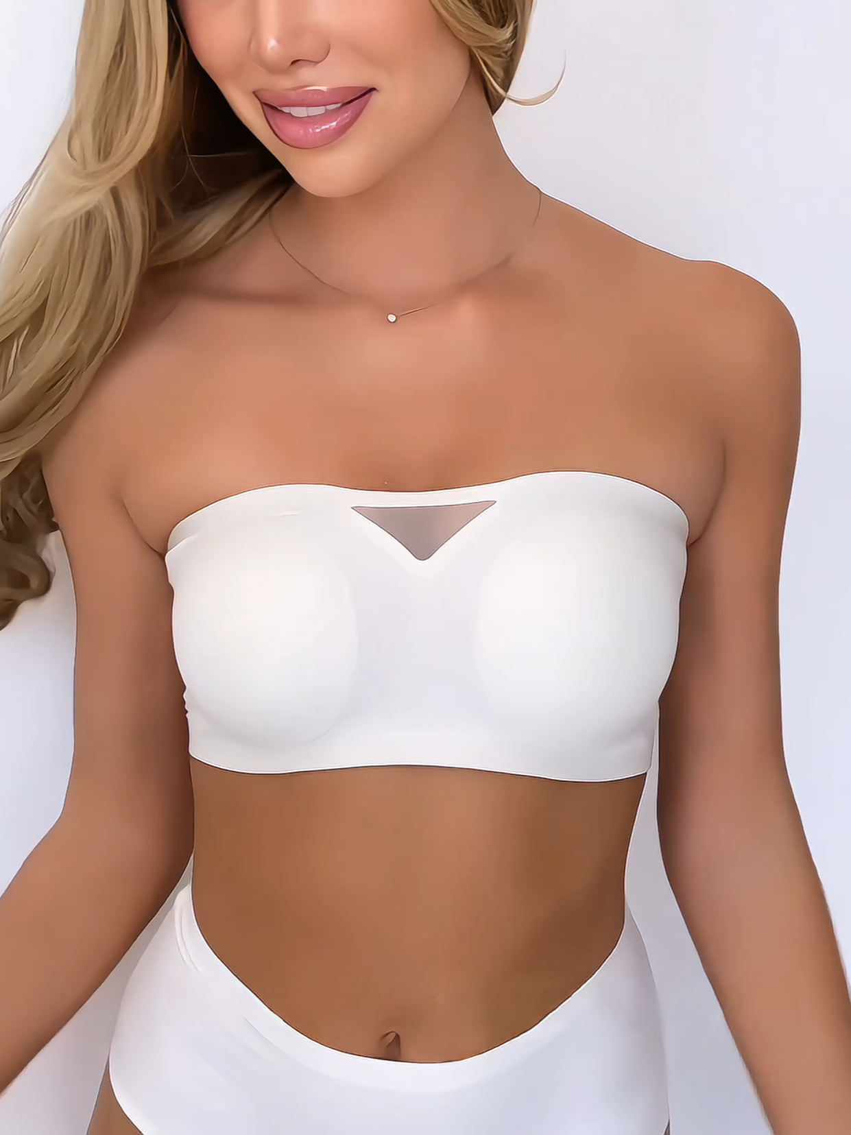 Strapless Wireless Push-up Tube Top Invisible Bra White