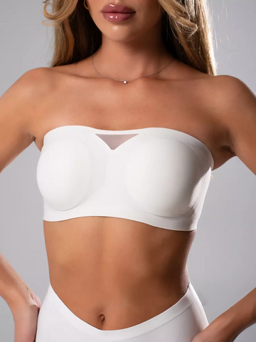 Trägerloser Push-up Tube Top Unsichtbarer BH Weiß