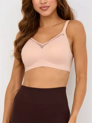 Hermoso sujetador push-up con espalda que no se cae y sin costuras en los laterales, color rosa