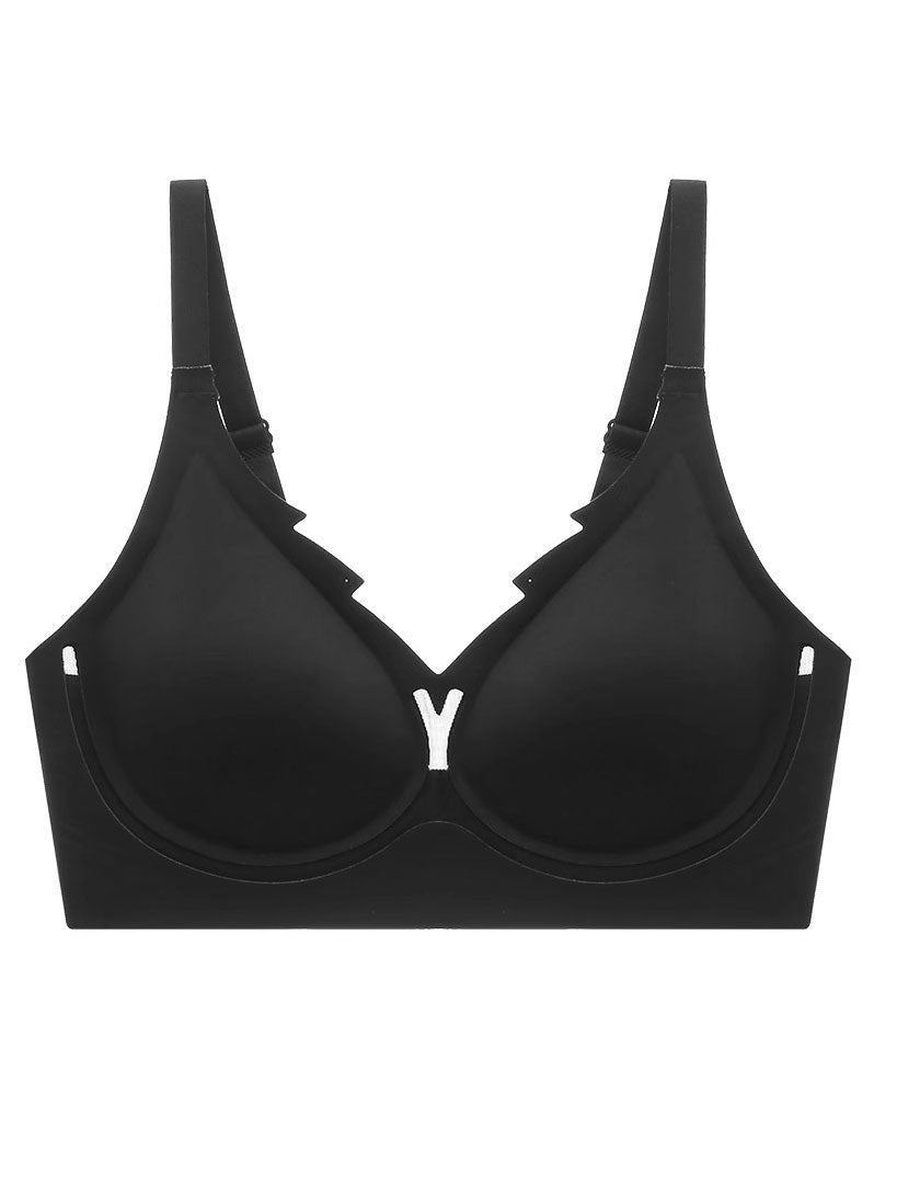 Seamless Hollow Out Soft Support Wireless Gathering Splice Breathable Bra