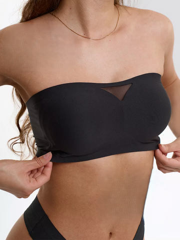 Strapless Wireless Push-up Tube Top Invisible Bra Black