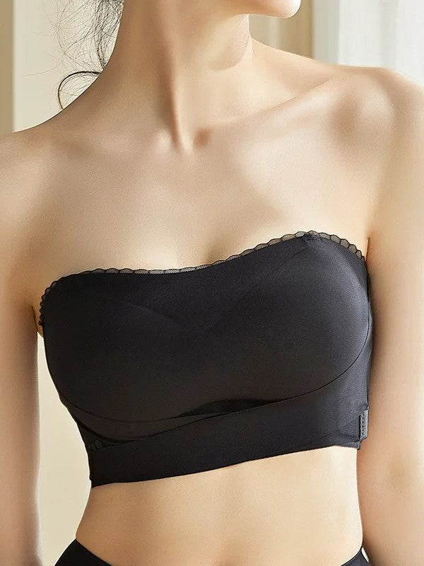 Sujetador push up bandeau sin tirantes, antideslizante, con cierre frontal, sin aros