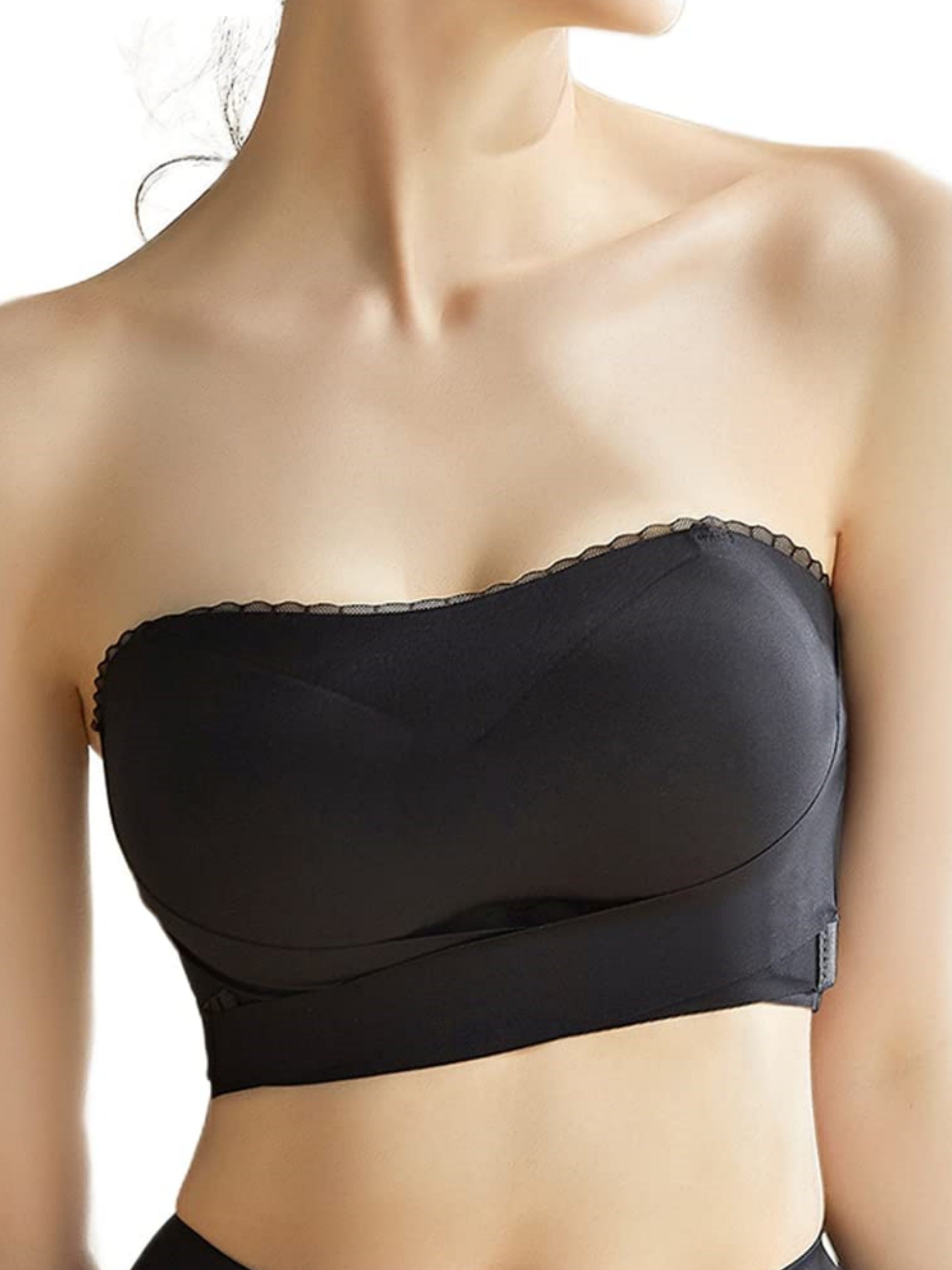 Front Closure Wireless Antislip Push Up Bandeau Strapless Bra