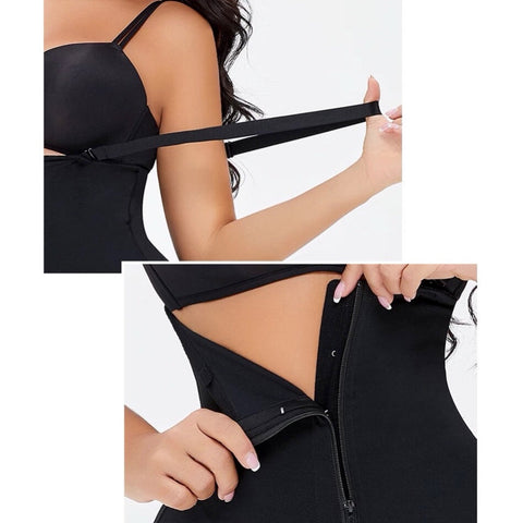 Zip Front Bodysuit With Adjustable Straps