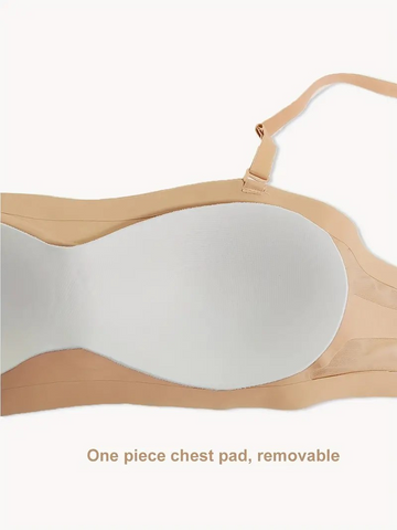 Seamless One-piece Glossy Thin Push-up Anti-Sagging Bra Tan