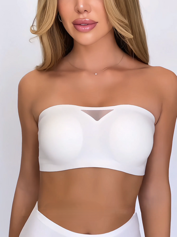 Trägerloser Push-up Tube Top Unsichtbarer BH Weiß