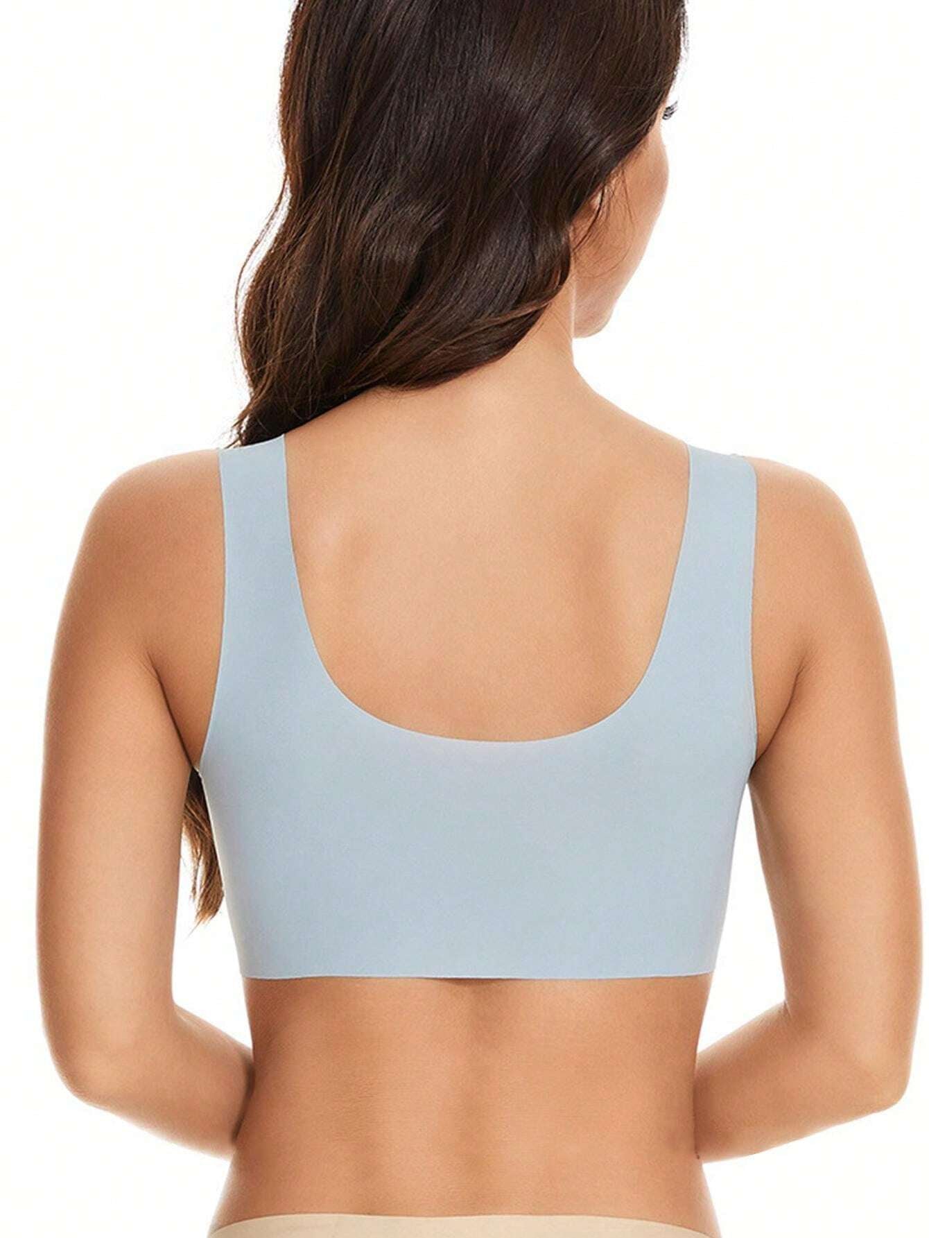 Women's Mesh Seamless Smooth Comfort Wire Free Bra Lightblue