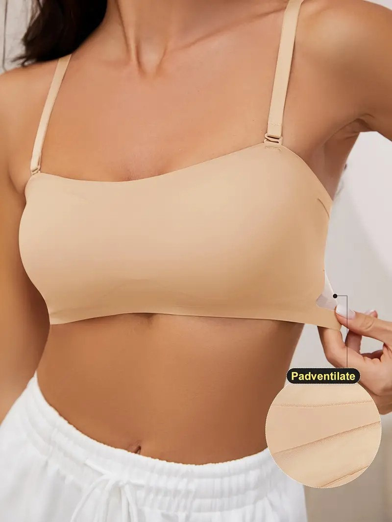 Seamless One-piece Glossy Thin Push-up Anti-Sagging Bra Tan