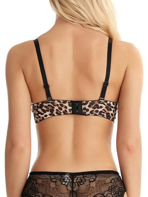 Conjunto de sujetador y ropa interior push-up sin aros con estampado de leopardo