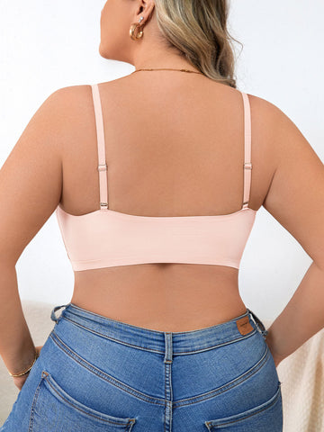 Plus Size Simple Seamless Hollow Out Wireless BH Rosa