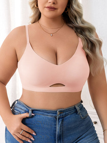 Plus Size Simple Seamless Hollow Out Wireless BH Rosa