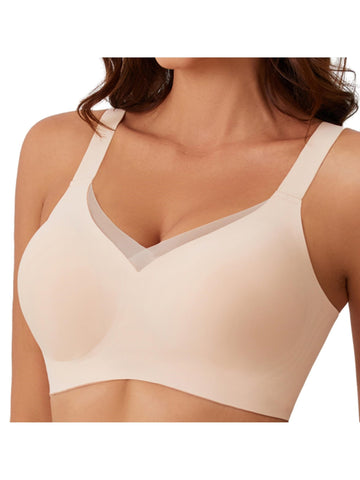 V-neck Seamless Comfort Everyday T-Shirt Wireless Bra Ivory