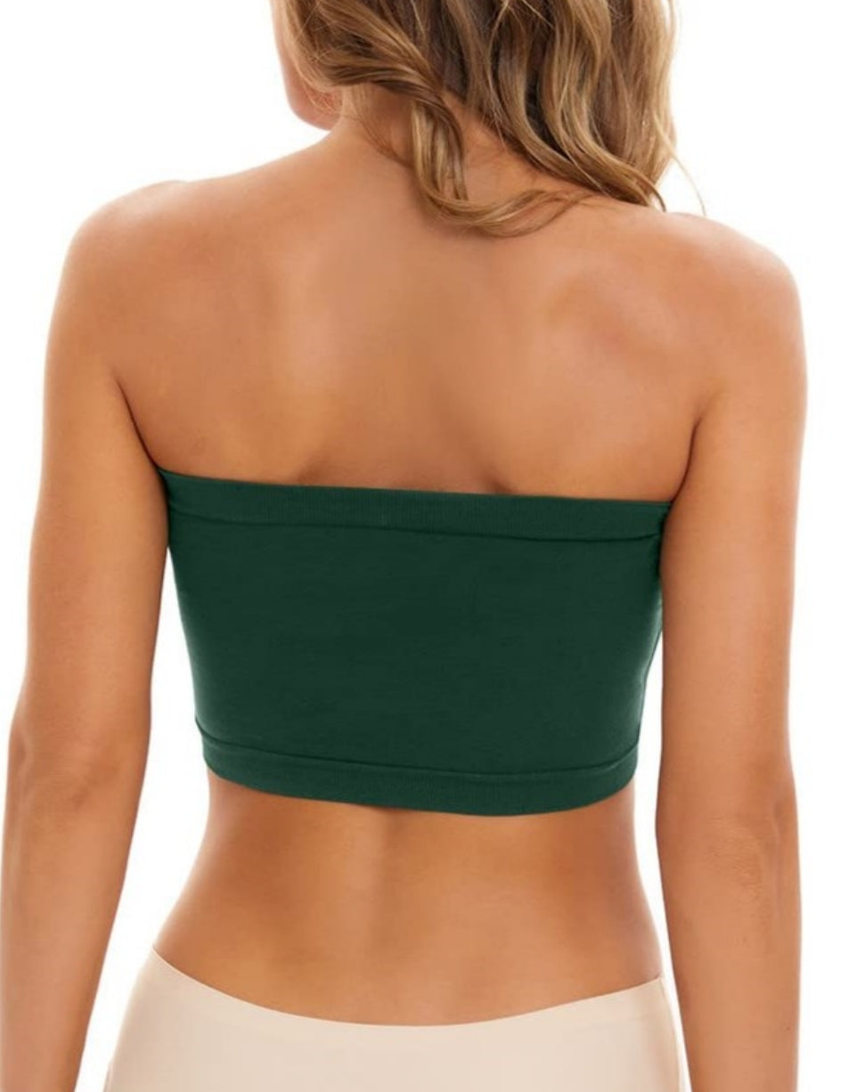 Invisible Breathable Seamless Tube Top Bra Green