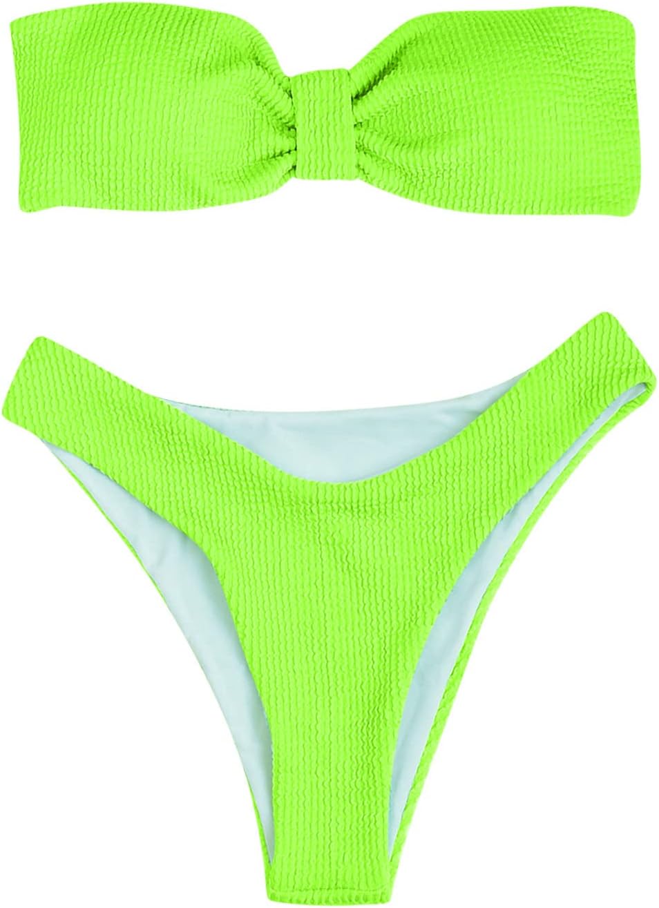 Ruched Bust Bandeau Bikini Set  - Green