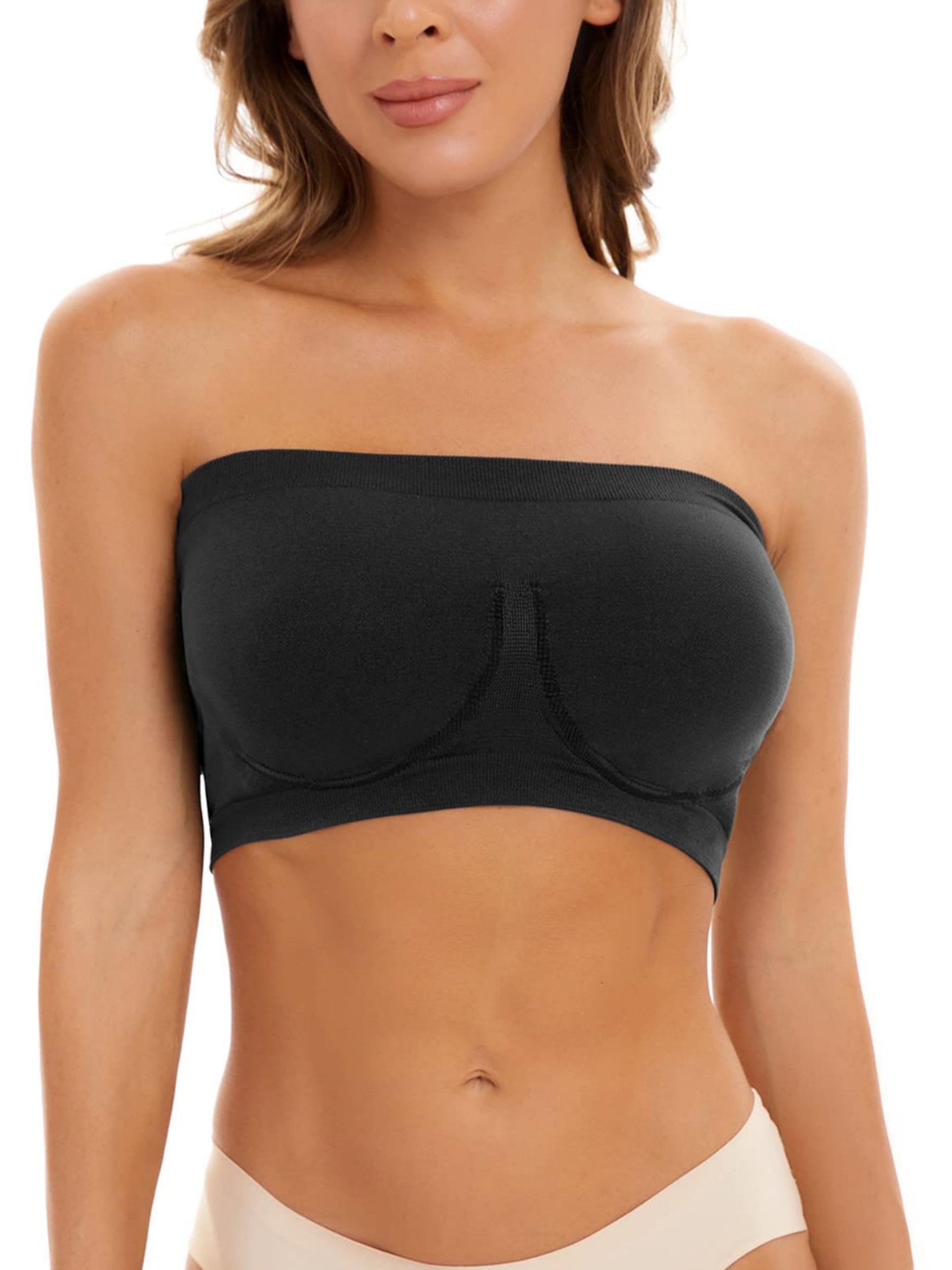 Unsichtbarer, atmungsaktiver, nahtloser Tube-Top-BH in Schwarz