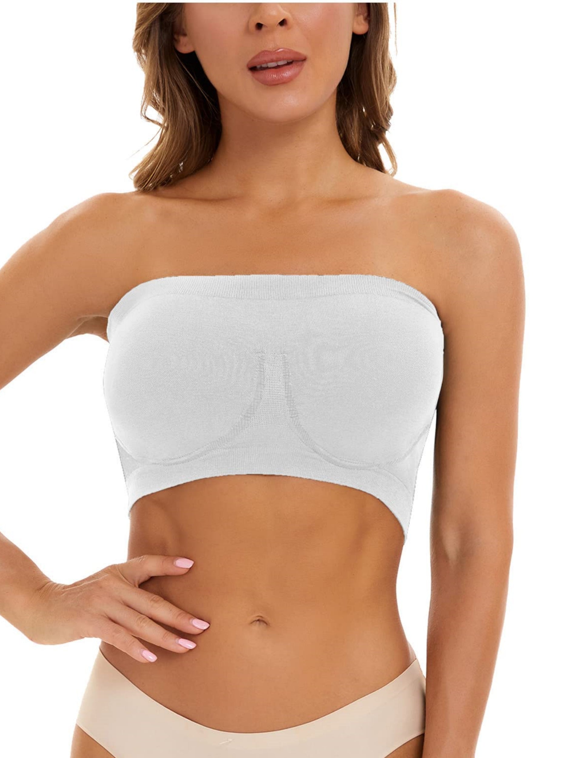 Invisible Breathable Seamless Tube Top Bra White