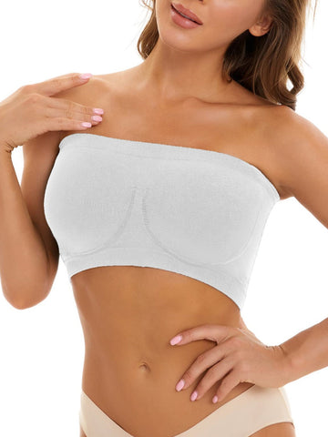 Invisible Breathable Seamless Tube Top Bra White