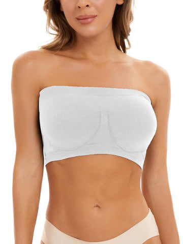 Invisible Breathable Seamless Tube Top Bra White