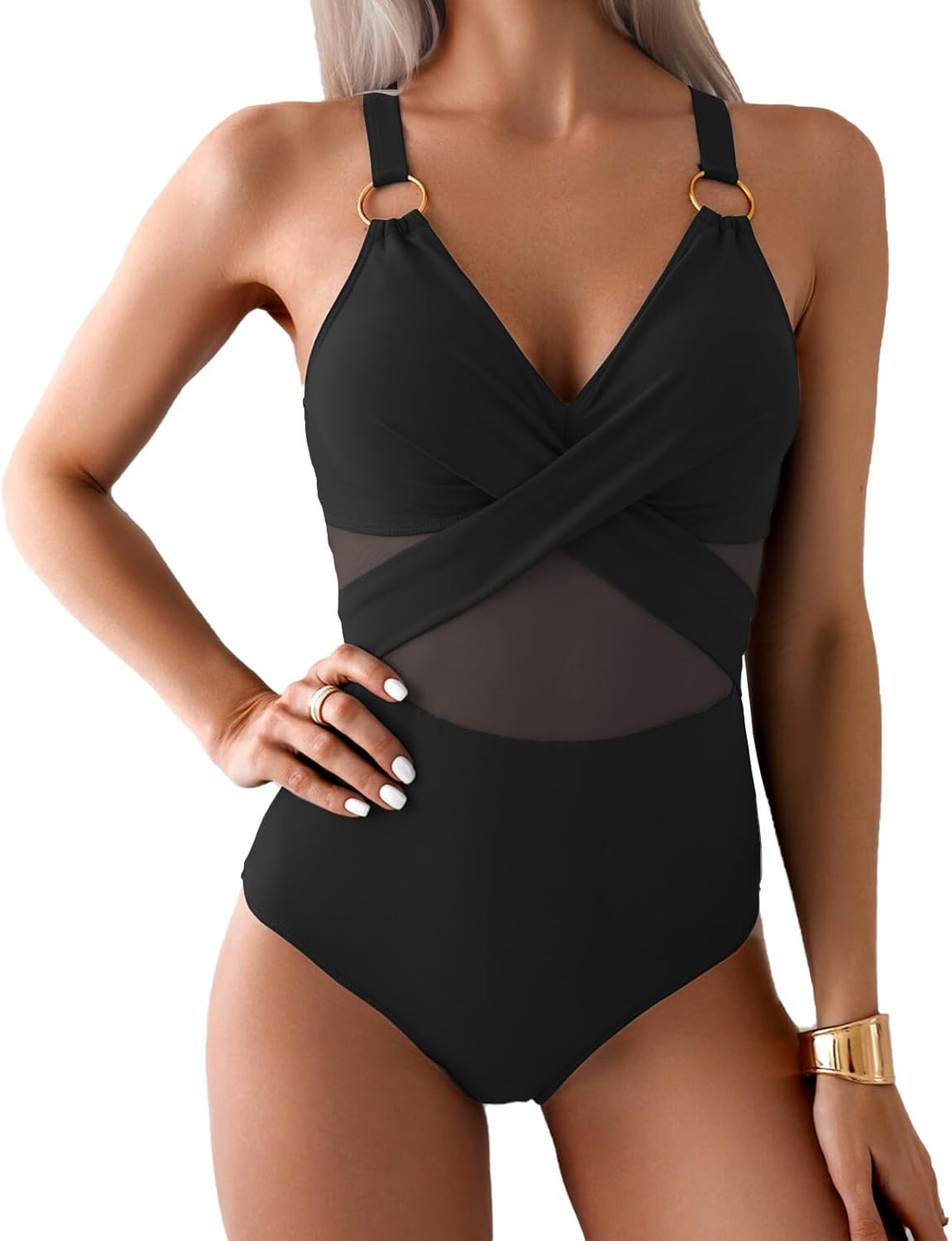 Einteiliger Camisole-Bikini mit V-Ausschnitt