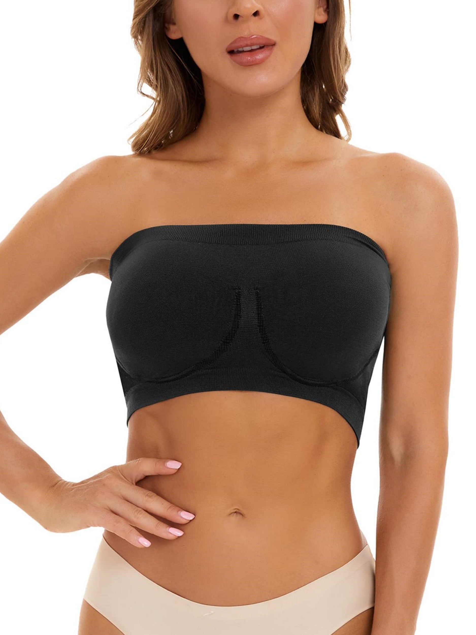 Unsichtbarer, atmungsaktiver, nahtloser Tube-Top-BH in Schwarz