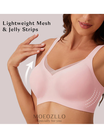 V-neck Seamless Comfort Everyday T-Shirt Wireless Bra Pink