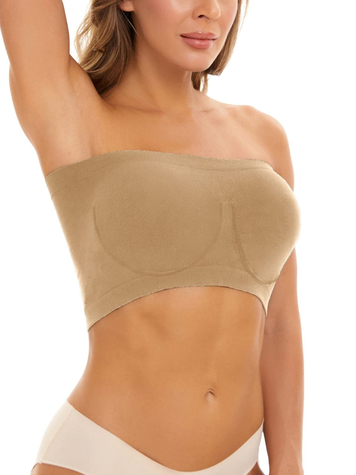 Invisible Breathable Seamless Tube Top Bra Tan