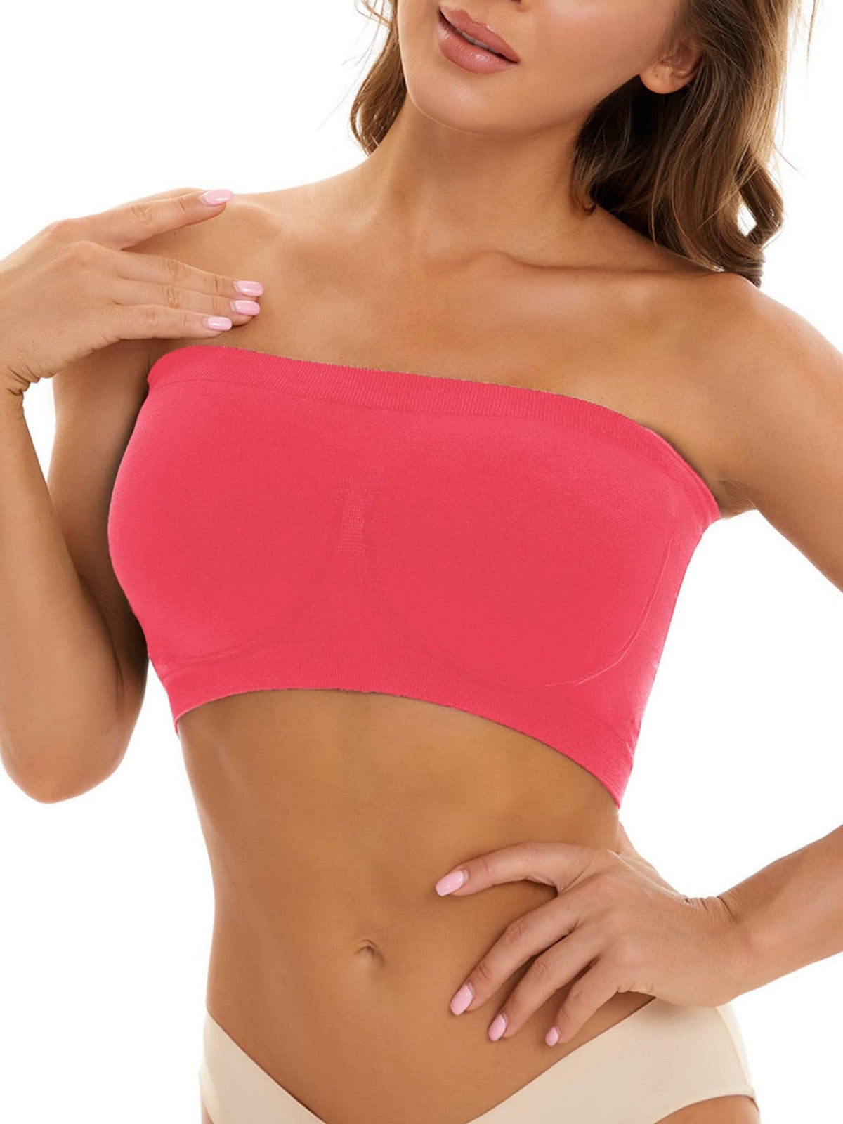 Invisible Breathable Seamless Tube Top Bra Pink