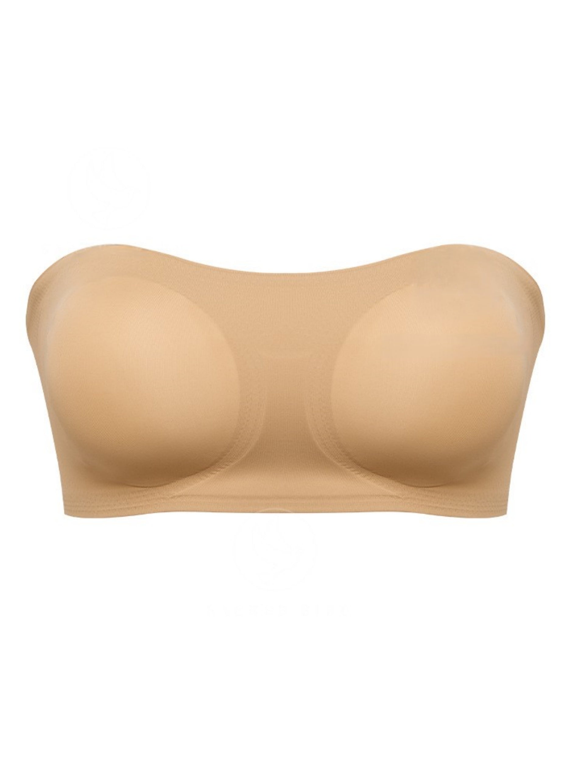 Sujetador bandeau informal con botones laterales sencillos y sin costuras para mujer, color beige