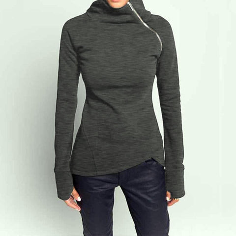 Turtleneck Long Sleeve Women’s Zipper Jacket