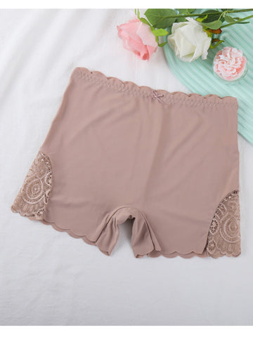 Contrast Lace Soft & Comfortable Scallop Trim Boyshort Panties