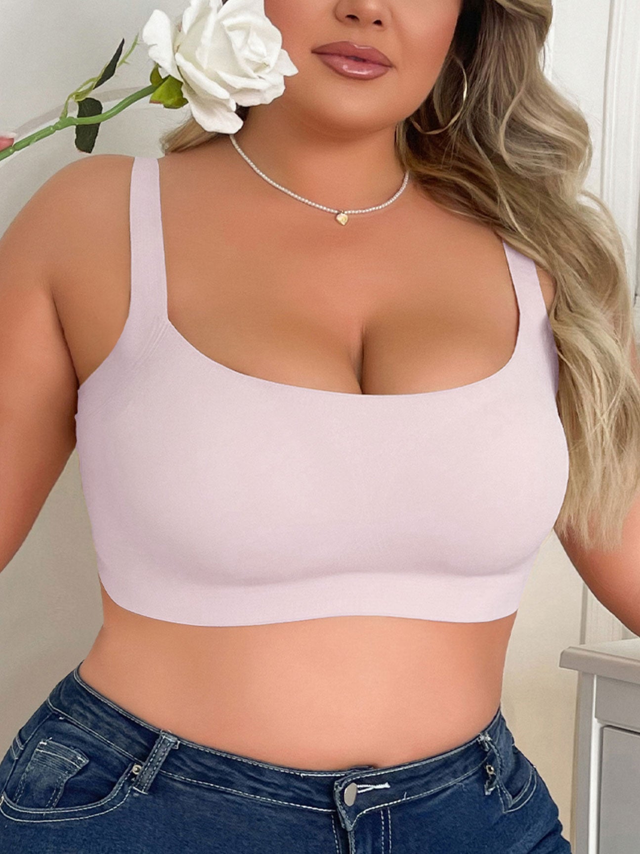 Plus Size Damen Seamless BH ohne Bügel Violett