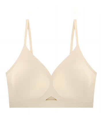 Plus Size Simple Seamless Hollow Out Wireless Bra White