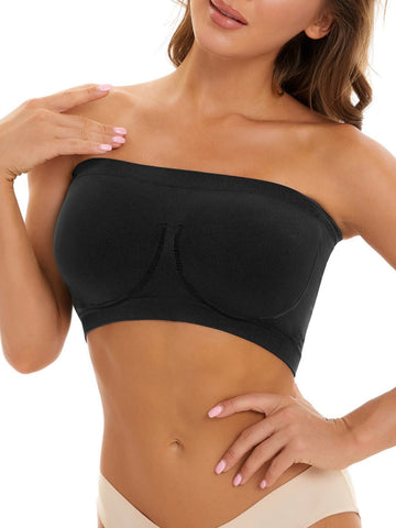 Invisible Breathable Seamless Tube Top Bra Black