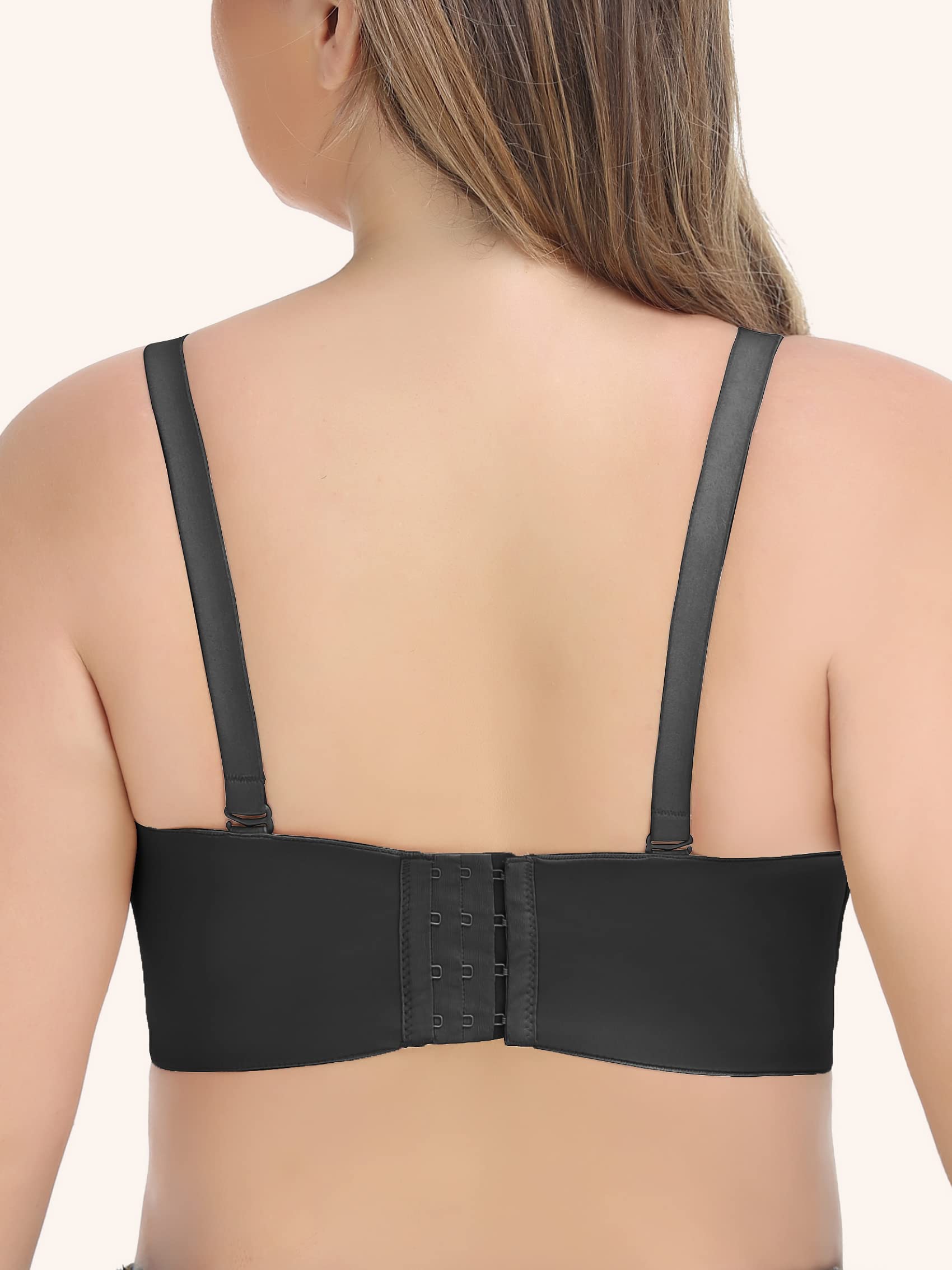 Womens Strapless Underwire Support Seamless Minimizer Bra Black