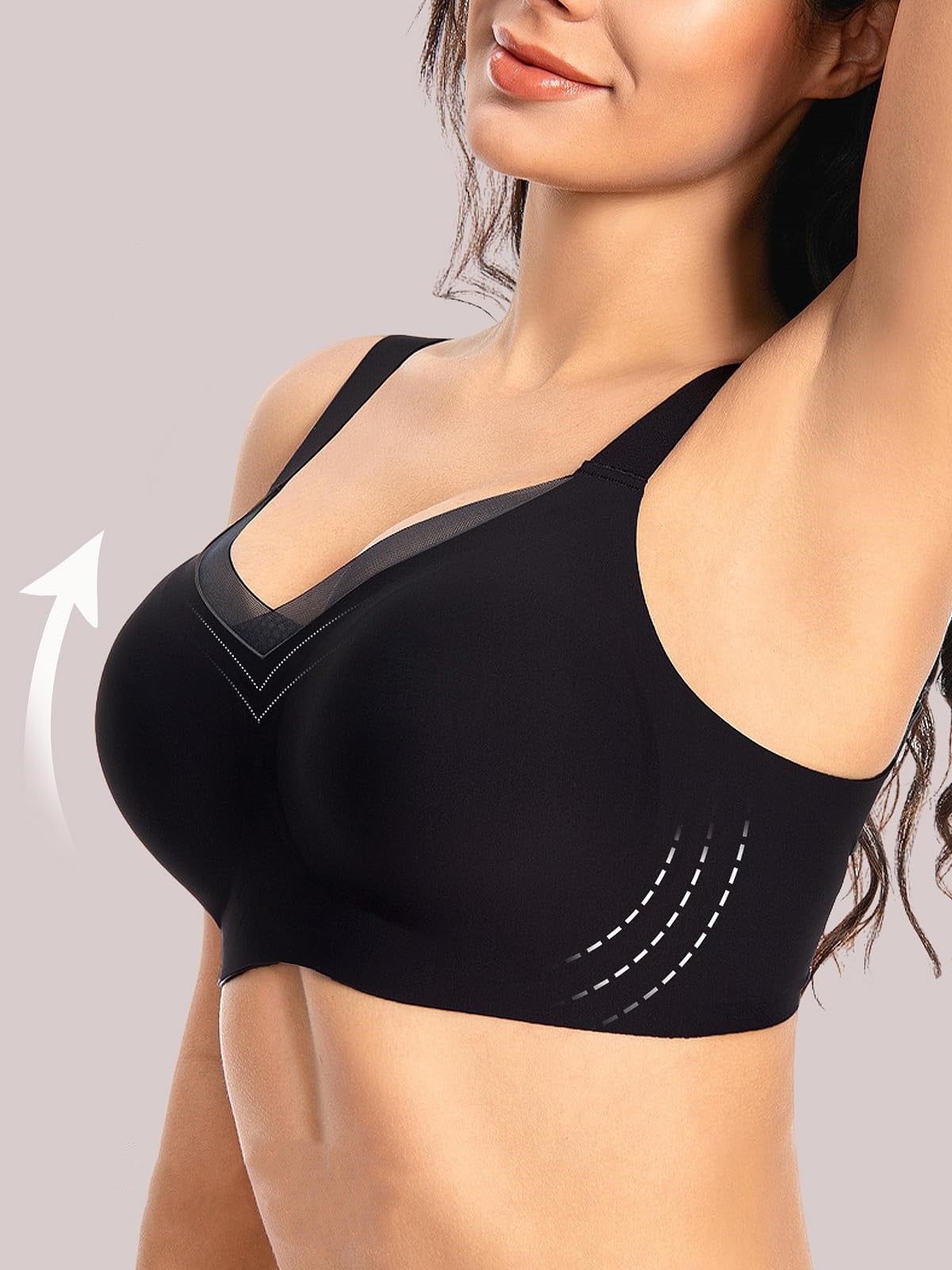 V-neck Seamless Comfort Everyday T-Shirt Wireless Bra Black