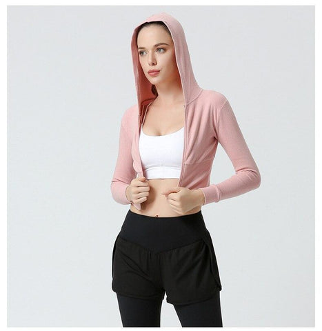 Chaqueta con cremallera de secado rápido para yoga y entrenamiento para mujer