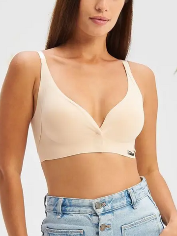 Sujetador push-up ajustable con cierre frontal y sin costuras en color beige