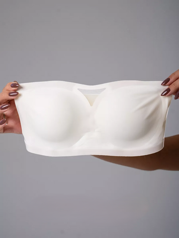 Strapless Wireless Push-up Tube Top Invisible Bra White