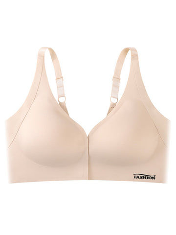 Front Closure Adjustable Seamless Push-up Bra Beige