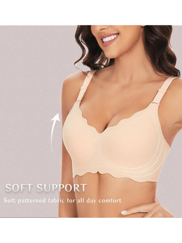 V-neck Seamless Wireless Bra Ivory