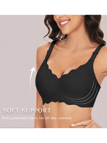 V-neck Seamless Wireless Bra Black