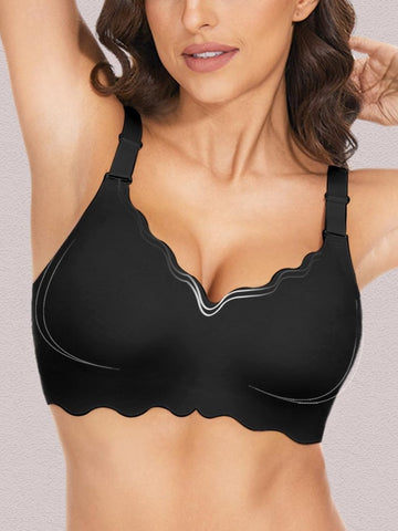 V-neck Seamless Wireless Bra Black