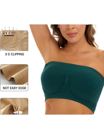 Invisible Breathable Seamless Tube Top Bra Green