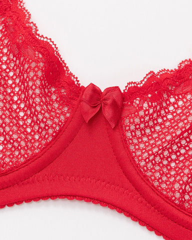 See Through 1/2 Cup Lace Underwire Demi Bra