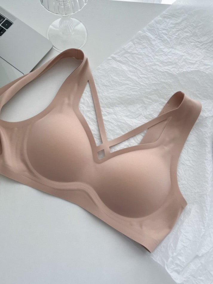 Nude Jelly Strip Support Breathable Comfort Seamless Bra Pink