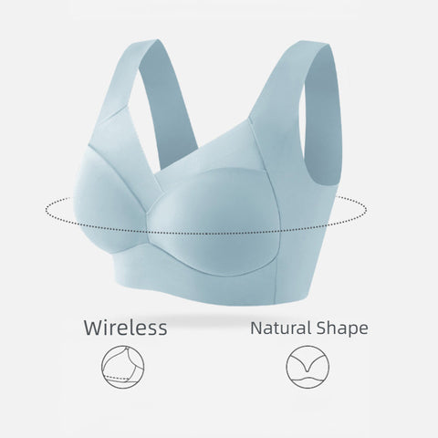 Women's Mesh Seamless Smooth Comfort Wire Free Bra Lightblue