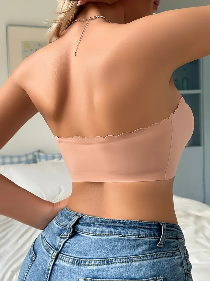 Front Closure Wireless Strapless Bra Pink