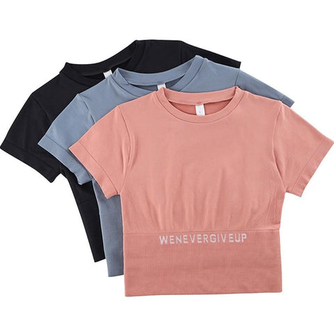 Breathable Short Sleeves Women’s Yoga Fitness Crop Top