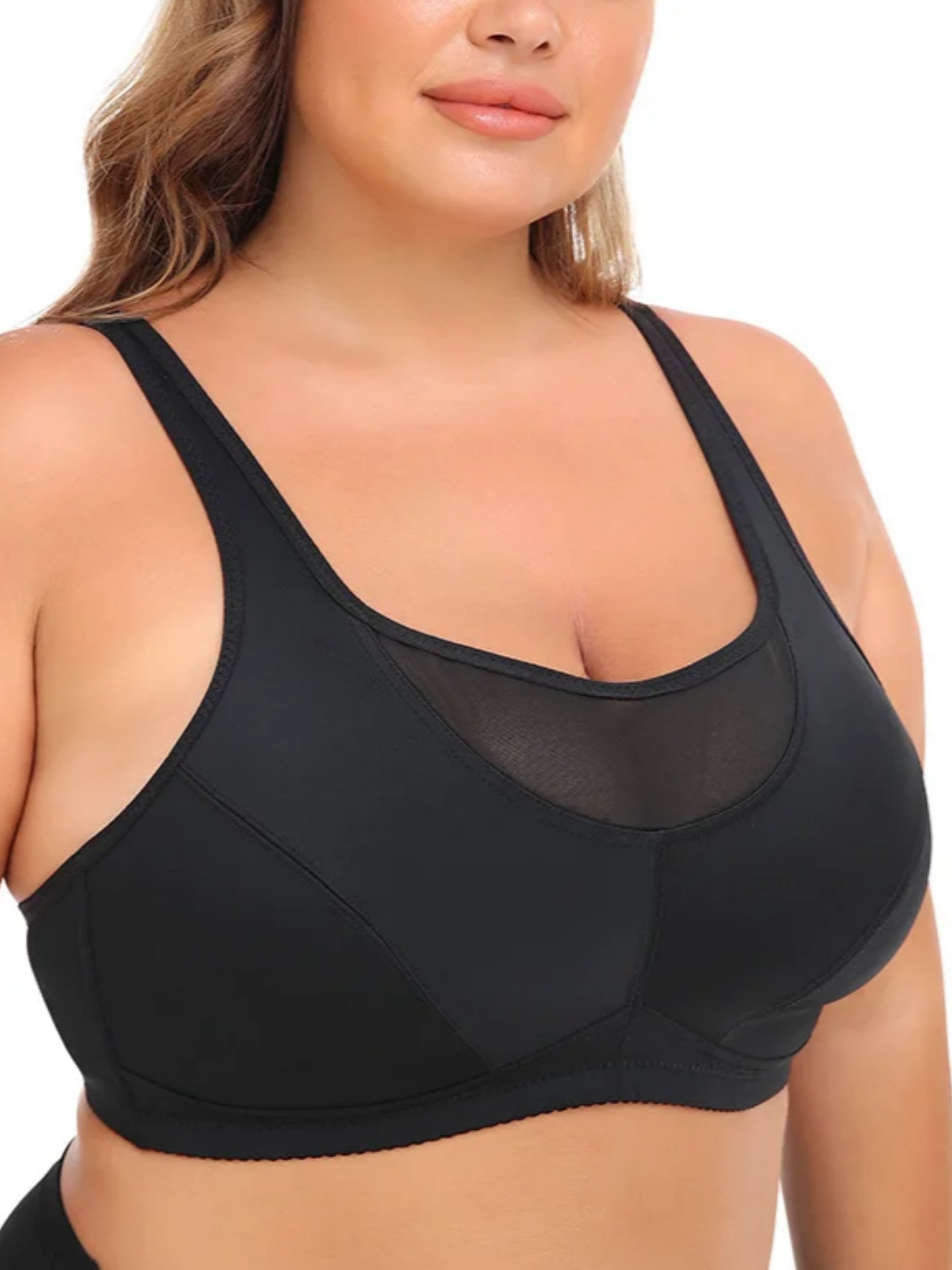 Women's Push Up Bra Full Cup Plus Size Bra Black