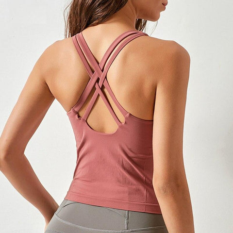 Tops cortos de yoga acolchados para mujeres